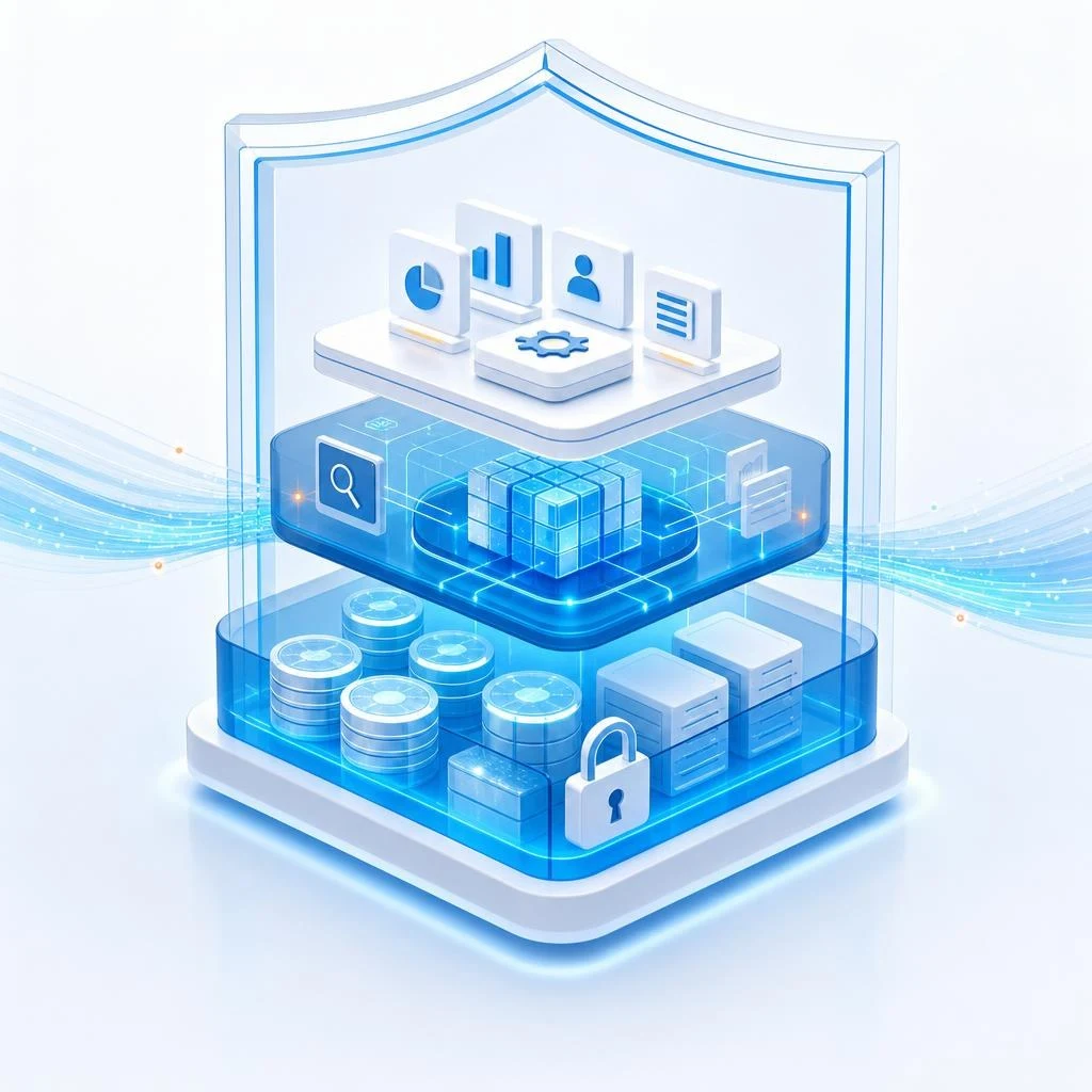 ภาพสถาปัตยกรรม Business IT แบบหลายชั้นสำหรับ Private AI