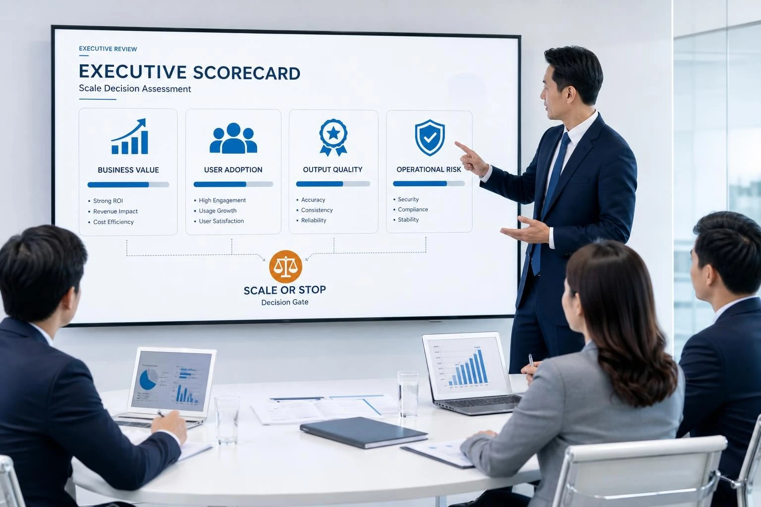 Executive Scorecard สำหรับประเมินคุณค่า การใช้งาน คุณภาพ และความเสี่ยงของ AI Agent