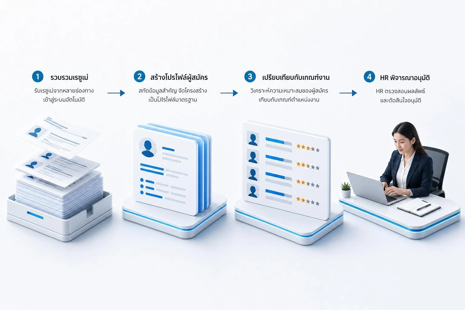 ขั้นตอน AI Agent อ่านเรซูเม่ เปรียบเทียบเกณฑ์ และส่งให้ HR อนุมัติ