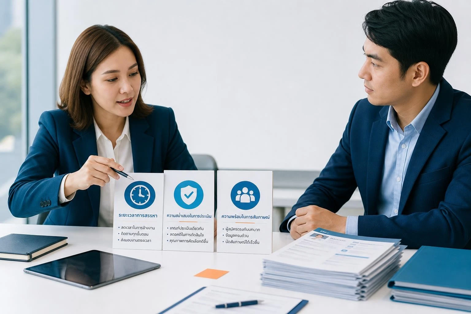 ผู้บริหารและทีม HR ประเมินผลลัพธ์ของกระบวนการคัดกรองผู้สมัคร