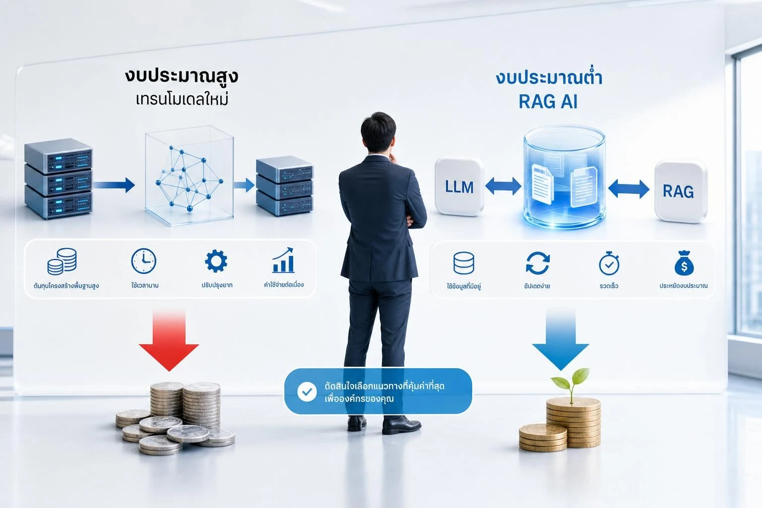 RAG AI ลดงบเทรนโมเดลได้อย่างไร: กรอบตัดสินใจสำหรับองค์กร